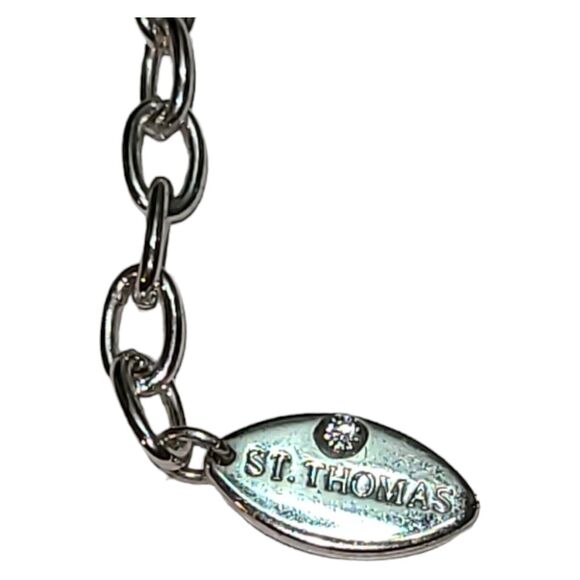 Vintage St Thomas Signed Black Leather Silver Tone Metal Necklace 16"-18" - Picture 5 of 6